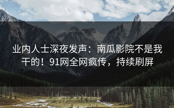 业内人士深夜发声：南瓜影院不是我干的！91网全网疯传，持续刷屏